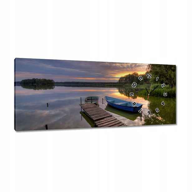 Hodiny 100x40 Západ slunce Jezero