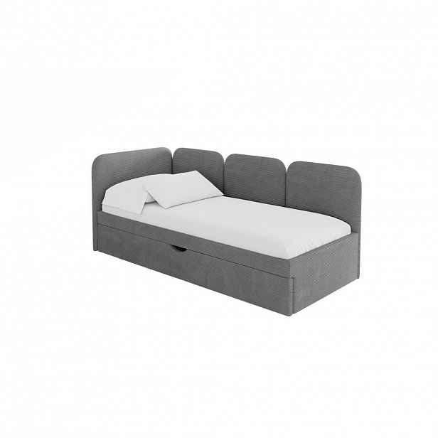 ALTDECOR JEDNOLŮŽKOVÁ POSTEL pro mládež s úložným prostorem, vpravo - ALVY 90x200 tmavě šedá