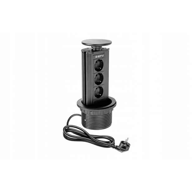 Prodlužovací kabel do zásuvky 100 mm, 3x230 V (černý) AE-BPW3GS-20