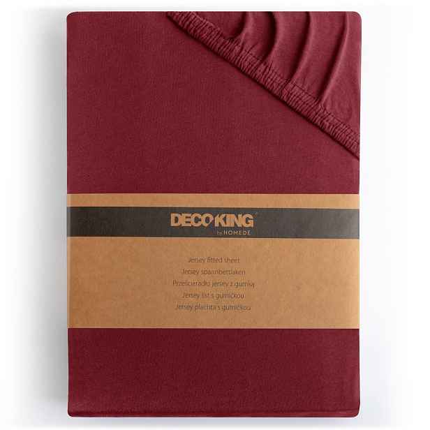 Restilo Bavlněné jersey prostěradlo s gumou DecoKing Amber tmavě červené, velikost 200-220x200+30