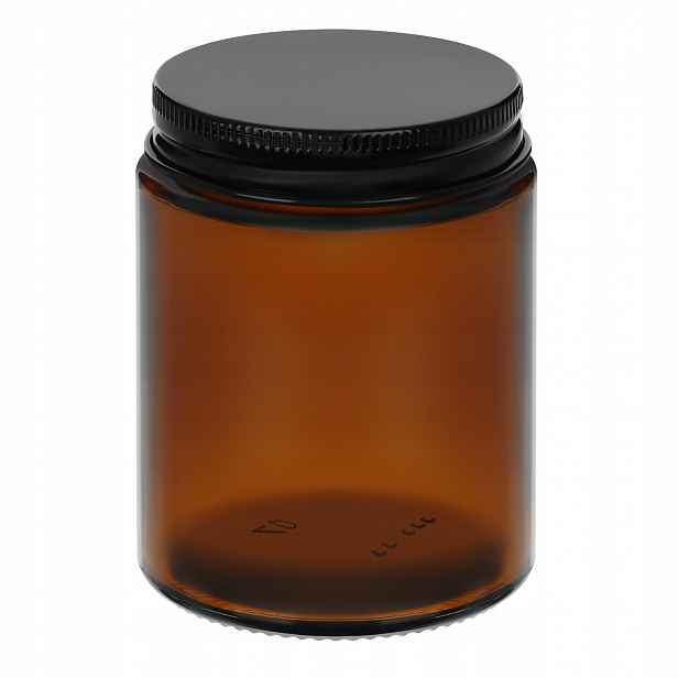 Sklenička na svíčky hnědá 150 ml s černým hliníkovým uzávěrem 105 ks