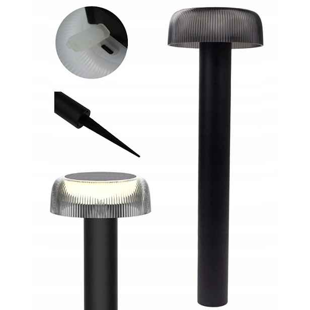 Zahradní Led sloupek Solární Zapichovací Osvětlení 2v1 Usb nabíjení Černý