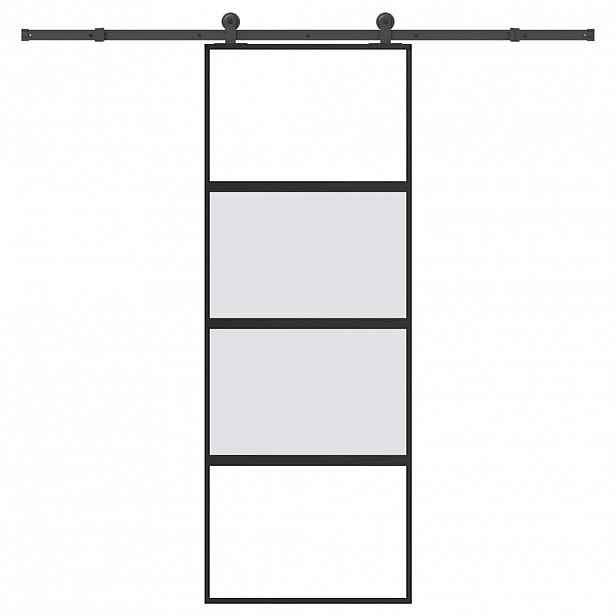 vidaXL Posuvné dveře s kováním 76x205 cm tvrzeného sklo a hliník
