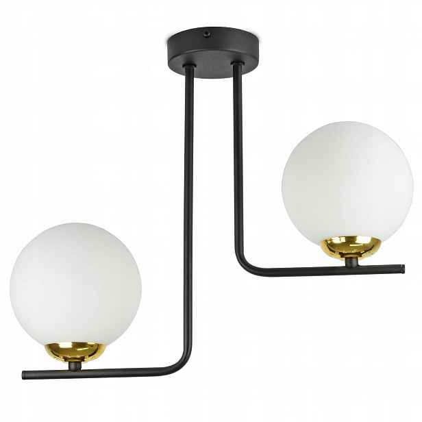 Závěsná Stropní Lampa Lustr Černá Zlatá Koule