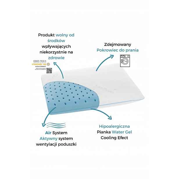 Alergsen Hypoalergenní Polštář Water Gel Comfort Antiroztočový 60x40x13