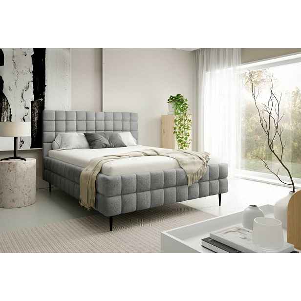 Čalouněná postel 180x200 LAILA LEG s úložným prostorem - šedá
