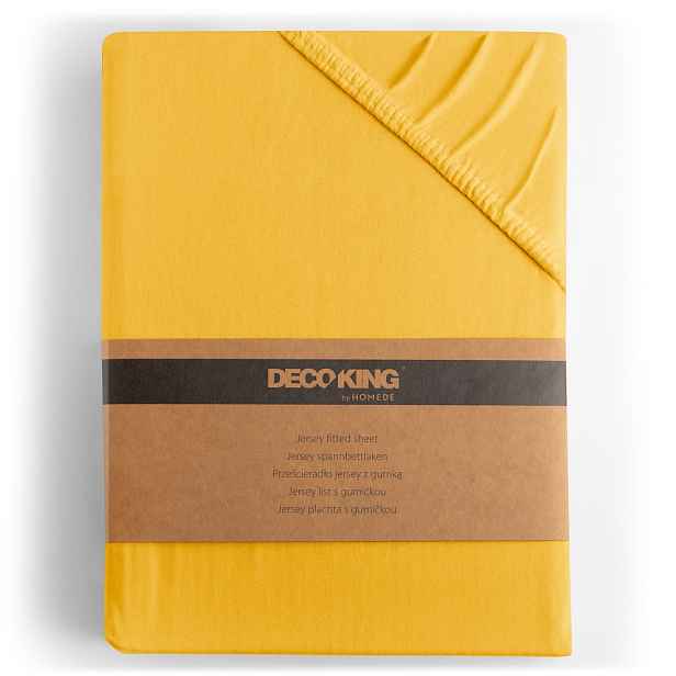 Restilo Bavlněné jersey prostěradlo s gumou DecoKing Amber žluté, velikost 100-120x200+30