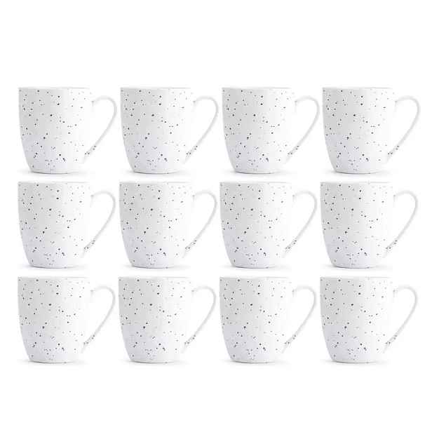 Sada hrnků 12 ks Velké porcelánové hrnky 430 ml s puntíky Hello Blue