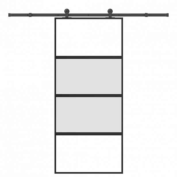 vidaXL Posuvné dveře s kováním 90x205 cm tvrzeného sklo a hliník