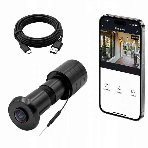 Kamera Kukátko Na Dveře Full Hd Wifi 5GHz Tuya Noční Vidění Ir Senzor Pohybu