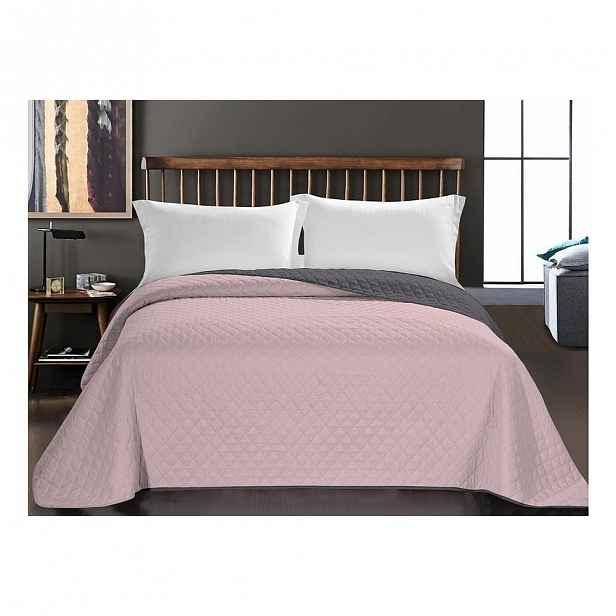 Růžový přehoz z mikrovlákna DecoKing Axel, 170 x 210 cm