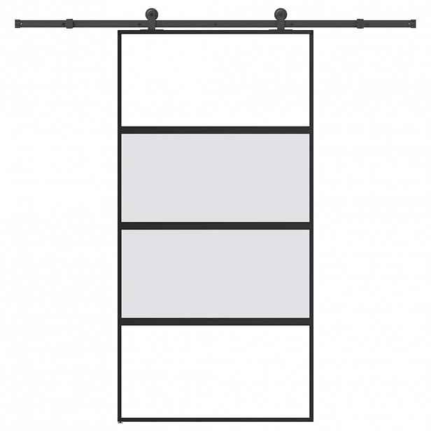 vidaXL Posuvné dveře s kováním 102,5x205 cm tvrzeného sklo a hliník