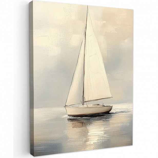 MuchoWow OBRAZ NA PLÁTNĚ Plachetnice - Moře - Oblačno 60x80 cm