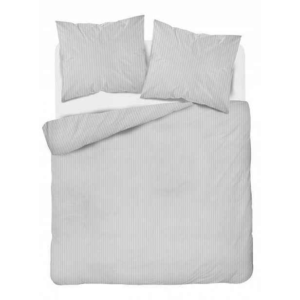 Povlečení damaškové 180x200 stříbrné jednobarevné proužky 1 cm Pure