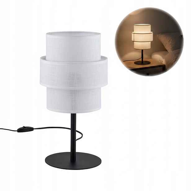 Stolní lampa Noční Bílá E27 15W s kolébkovým vypínačem Calisto Tk Lighting