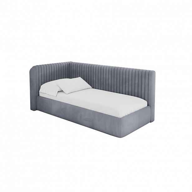 ALTDECOR JEDNOLŮŽKOVÁ POSTEL pro mládež s úložným prostorem a matrací H3/H4, vpravo - AURY 90x200 šedá