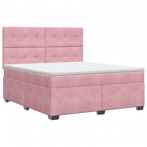 vidaXL Postel boxspring s matrací s čelo Růžová 160 x 200 cm Samet