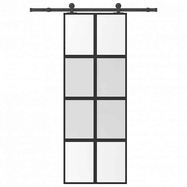 vidaXL Posuvné dveře s kováním 76x205 cm tvrzeného sklo a hliník