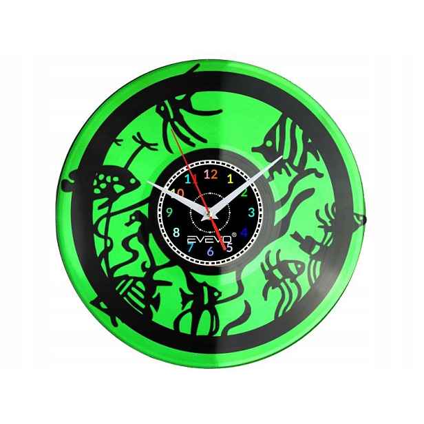 Zlatá Rybka Závoj Karas Hodiny Fluorescenční Pozadí Nástěnná Vinylová Deska
