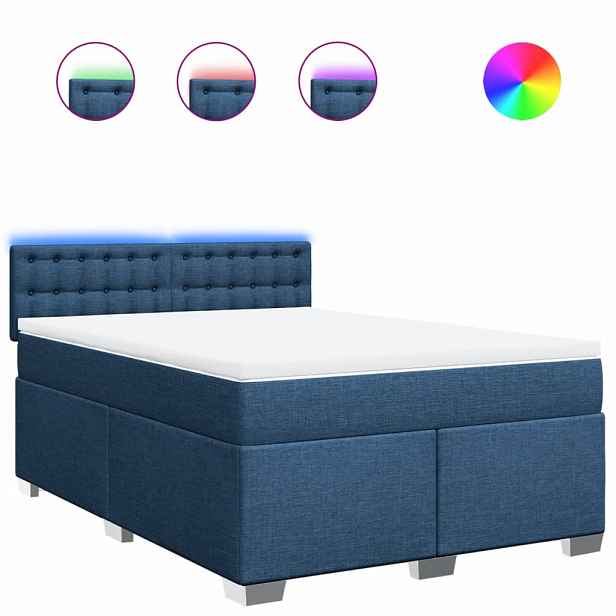 vidaXL Box spring postel s matrací modrá 160x200 cm textil