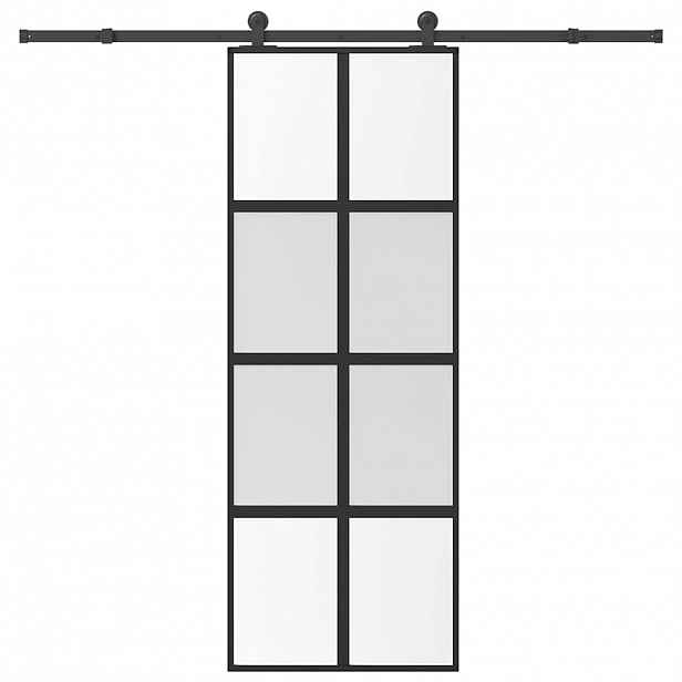 vidaXL Posuvné dveře s kováním 76x205 cm tvrzeného sklo a hliník