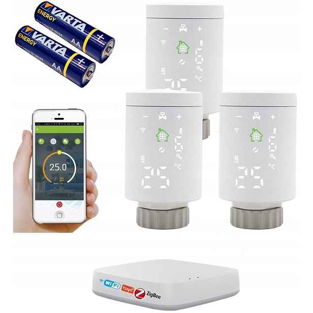 Tuya ZigBee 3 x Termostatická Hlavice Wifi Ústředna