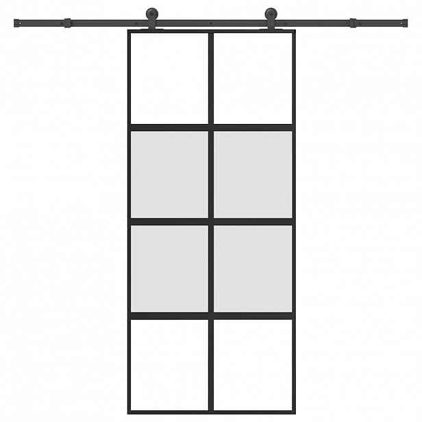 vidaXL Posuvné dveře s kováním 90x205 cm tvrzeného sklo a hliník