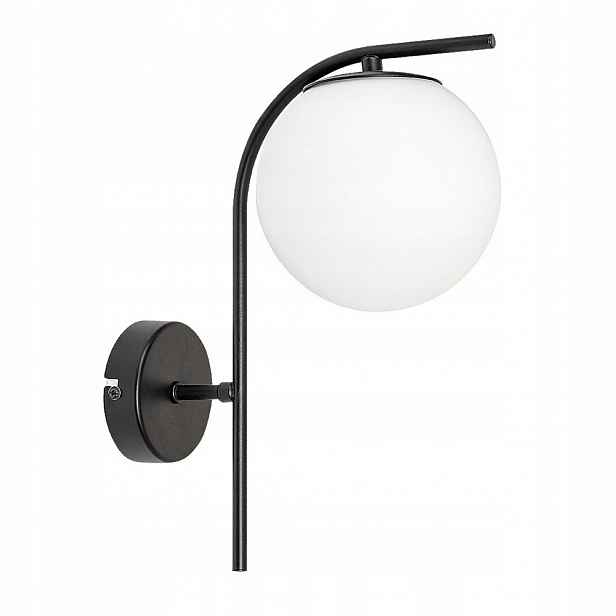 Černá nástěnná lampa Ghita s teplým leskem nad postelí v ložnici Rabalux