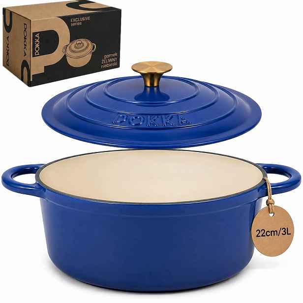 Hrnec S Poklicí 22 cm 3 L Pokka Indukce Modrá 22 cm
