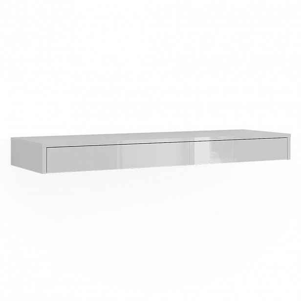 Vicco STĚNOVÁ POLICE Sherry Bílá vysoký lesk 120 x 12 cm se zásuvkou