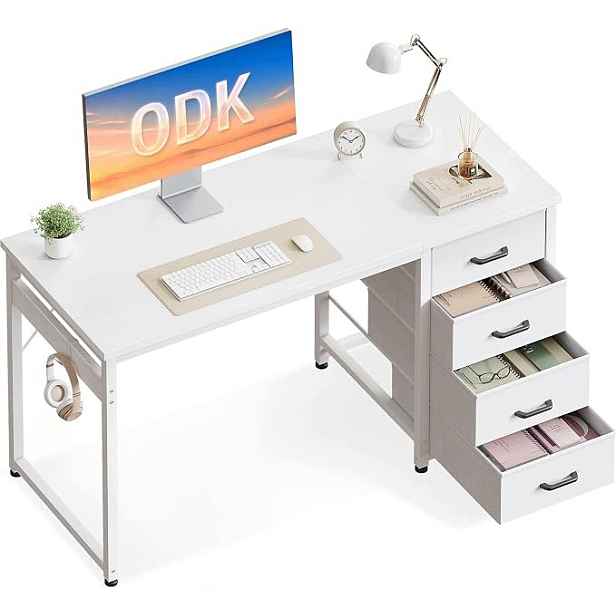 Počítačový stůl 100 x 48 cm Bílý 4 zásuvky pro výuku práce s háčkem