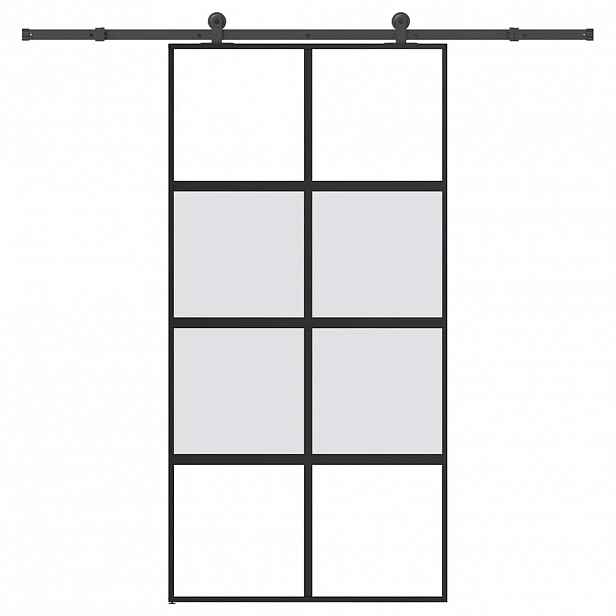 vidaXL Posuvné dveře s kováním 102,5x205 cm tvrzeného sklo a hliník