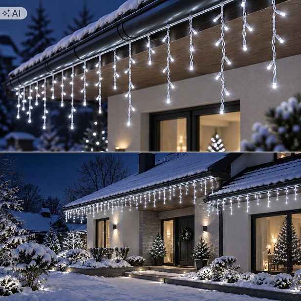 Rampouchy 500 Led Závěs Venkovní Osvětlení Bílý Kabel Bílý Studený 24 m