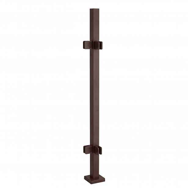 Rohový sloupek 110 cm pro skleněné zábradlí 40x40 Hnědý 4 držáky Loft