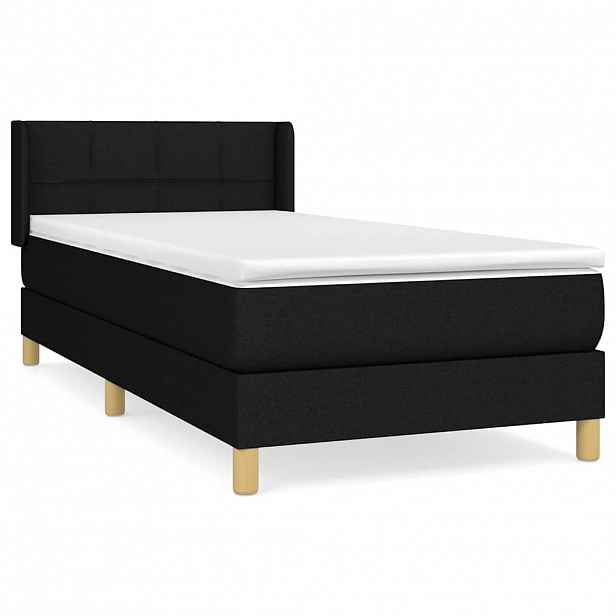 vidaXL Box spring postel s matrací černá 90x190 cm textil