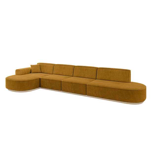ALTDECOR ROHOVÁ SEDAČKA s otomanem, levá MARI-L3-v1 413x171x83 Hořčicová Manšestr