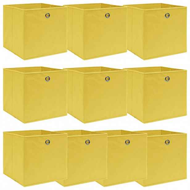 vidaXL Úložné boxy 10 ks žluté 32 x 32 x 32 cm textil