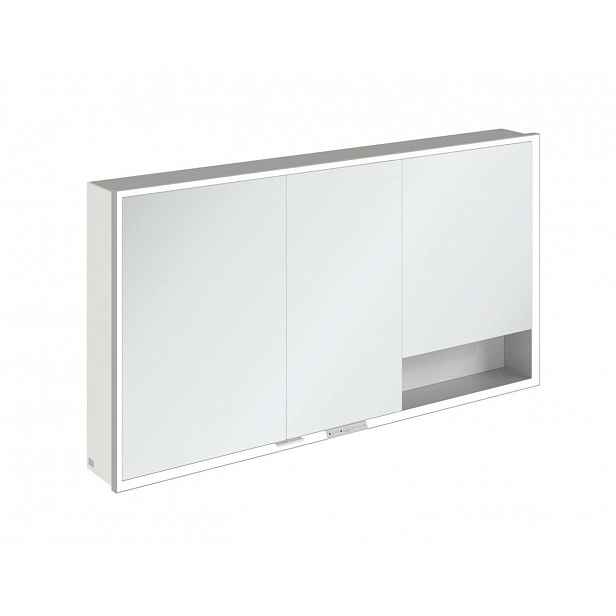Villeroy & Boch My View+ - Zrcadlová skříňka s LED osvětlením 140x75x17 cm, 3 dvířka, bílá/šedá A48114VE