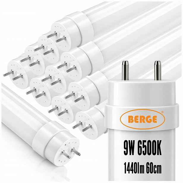 10x Led žárovky 60 cm T8 9W 1440lm 160LM/W 6500K Silné studené světlo