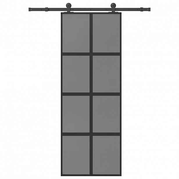vidaXL Posuvné dveře s kováním 76x205 cm tvrzeného sklo a hliník