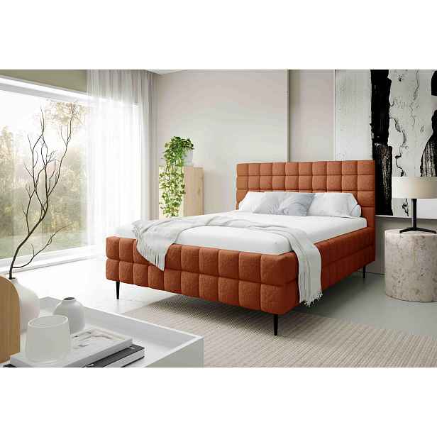 Čalouněná postel 140x200 LAILA LEG s úložným prostorem - korálová