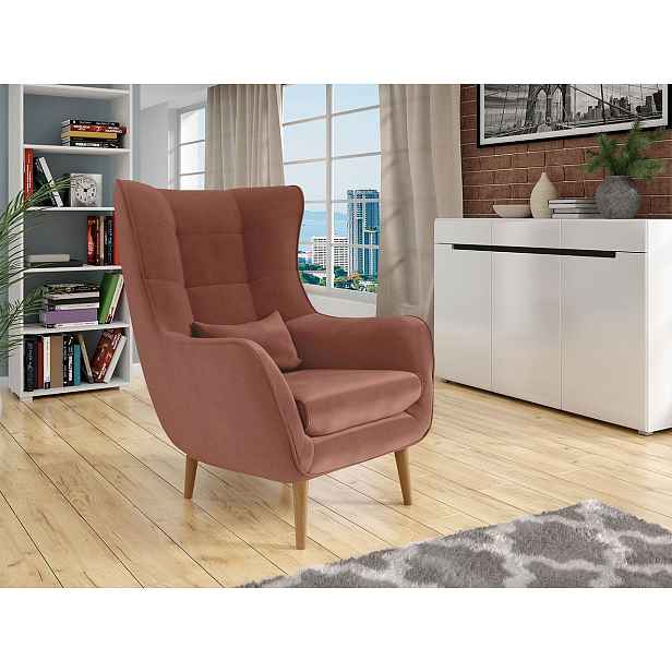 Designové křeslo ušák LEVI - růžové