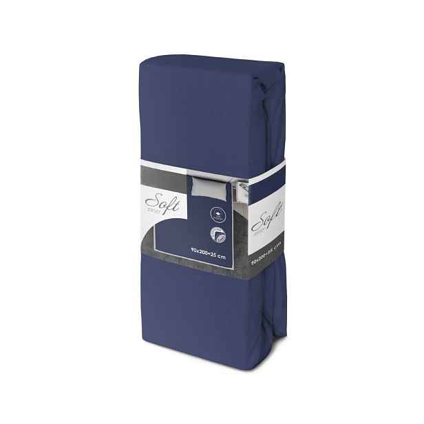 Faro Bavlněné Jersey prostěradlo SOFT 90x200 cm + 25 cm tmavě modré