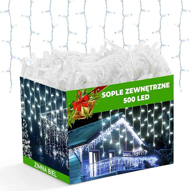 Lampy Rampouchy 500 Led 21 M Bílé Studené Flash IP44 Světelný Závěs