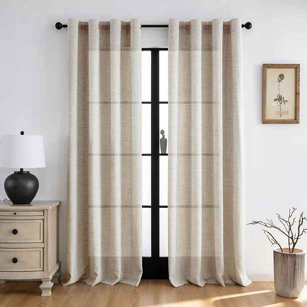 Melodieux Záclony 140 x 245 cm 2 ks Béžové Řasící Páska