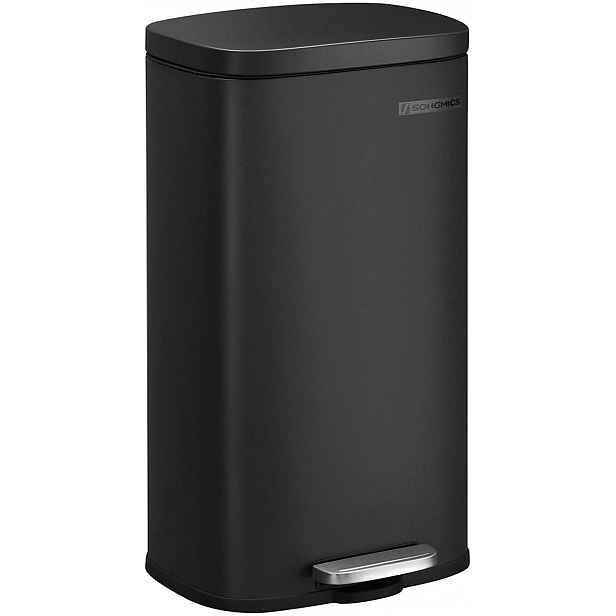 Odpadkový koš Songmics 30L s pedálem, tichý, ocelový, černý