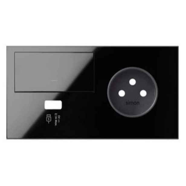 Panel Dvojitá zásuvka Jednotlivá Usb Vypínač Jednopólový Černý