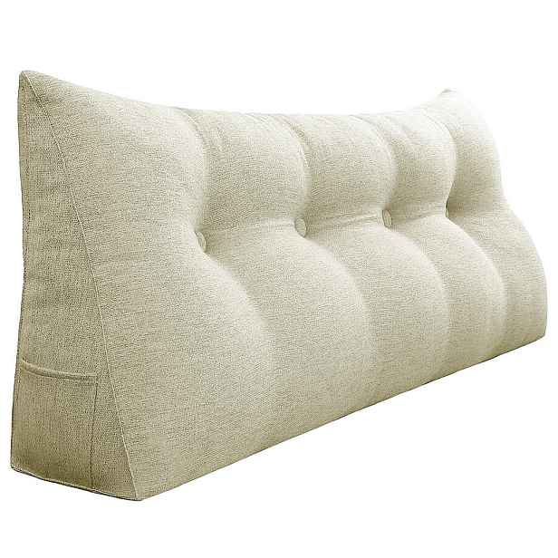 Vercart ZÁDOVÝ POLŠTÁŘ na postel vzhled lnu Bílý 120 cm