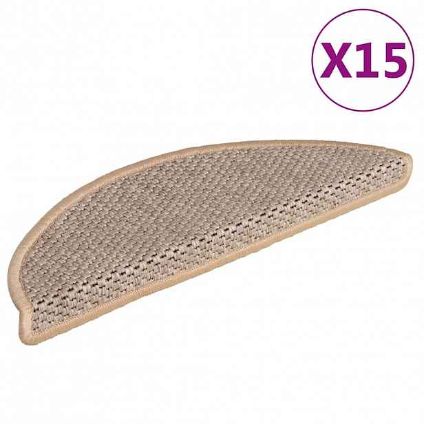 vidaXL Samolepící nášlapy na schody vzhled sisal 15ks 56x17x3cm béžové
