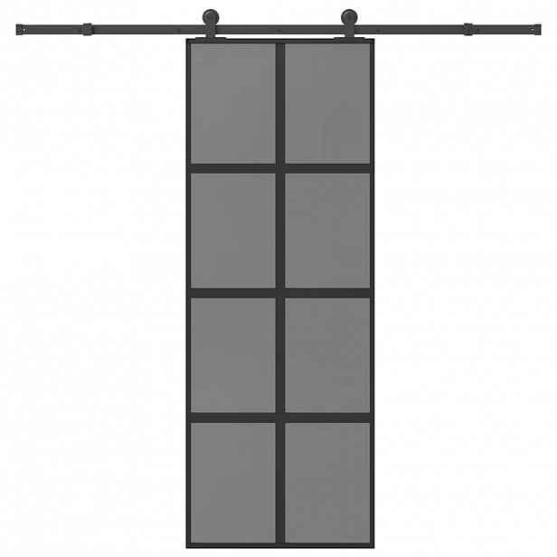 vidaXL Posuvné dveře s kováním 76x205 cm tvrzeného sklo a hliník